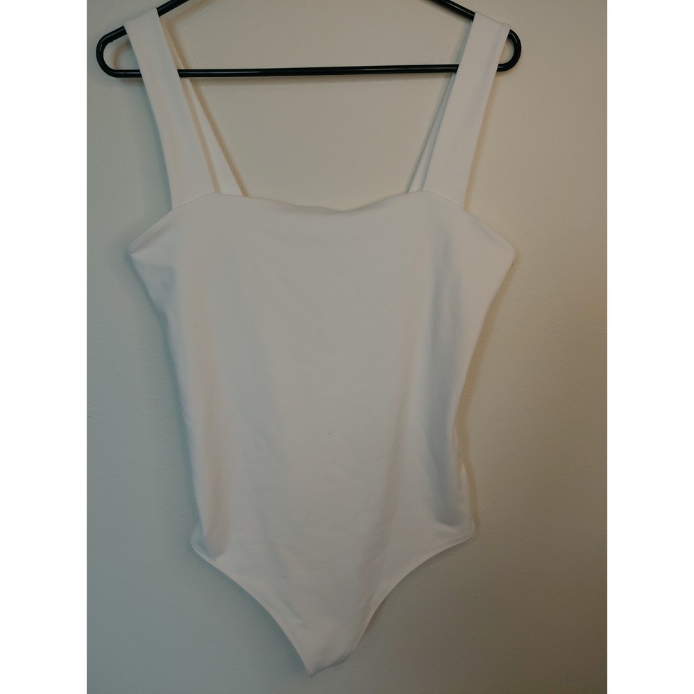 Abercrombie & Fitch Bodysuit Womens L White Tank Crew Neck Minimalist Capsule
